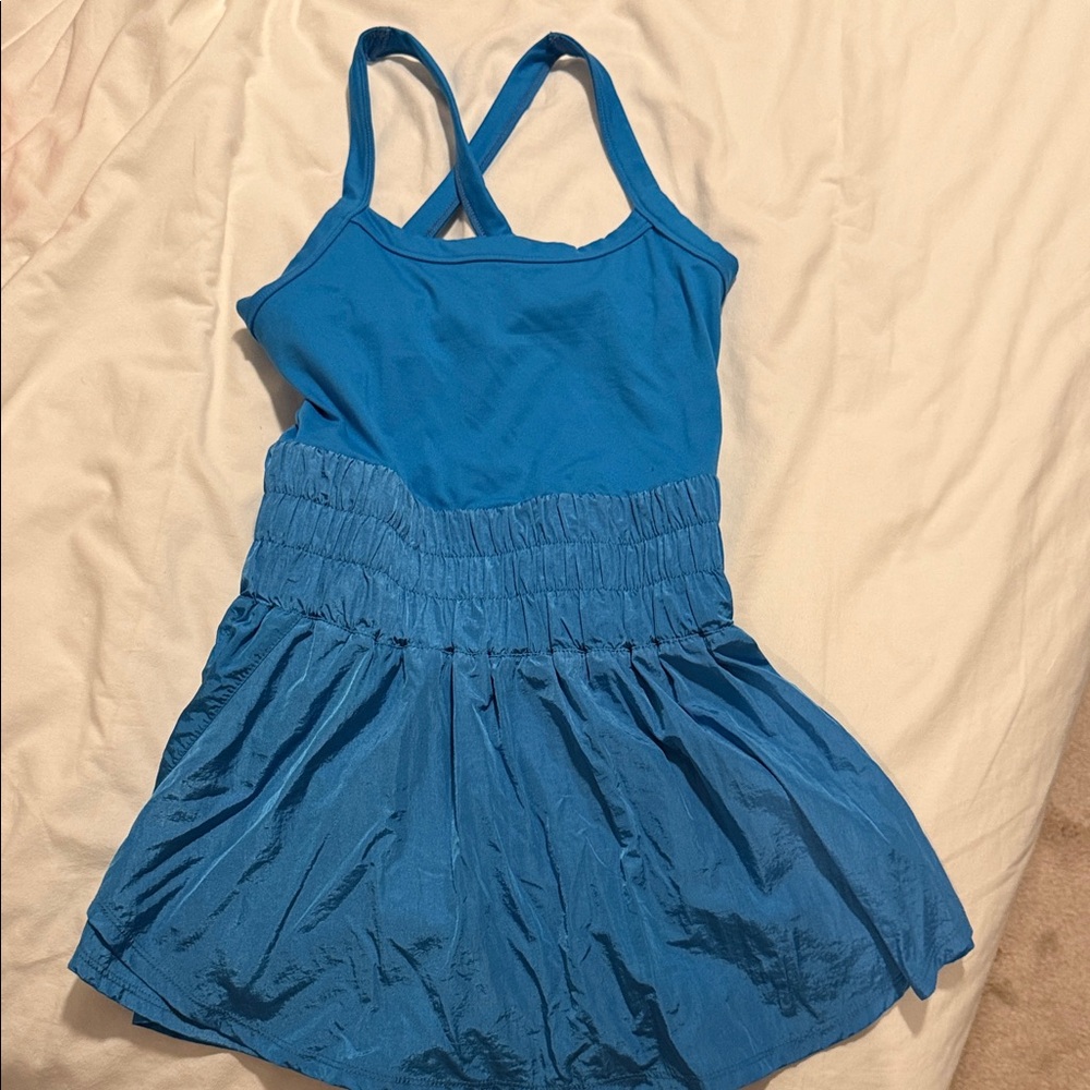 Blue Skort dress with Crisscross Straps